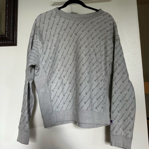 Champion Graphic Crewneck from Urban Outfitters Grey Unisex Pullover sz L Large - Picture 1 of 5